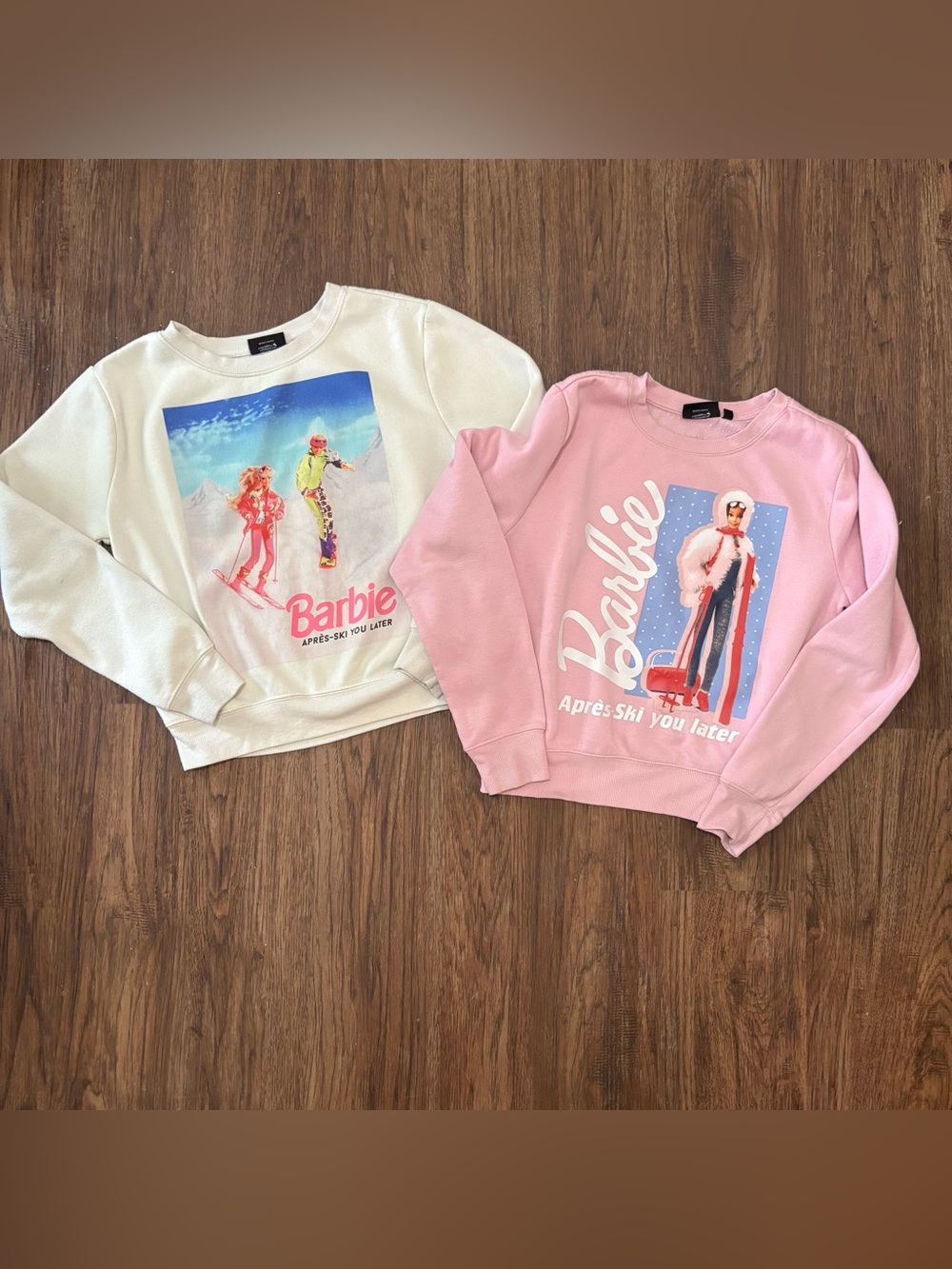 Barbie Après-Ski You Later Sweatshirt Set Pink & Cream Size M